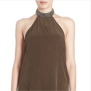 Haute Hippie Silk Halter Too (olive green)